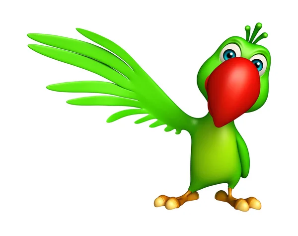 Apontando personagem de desenho animado papagaio — Fotografia de Stock