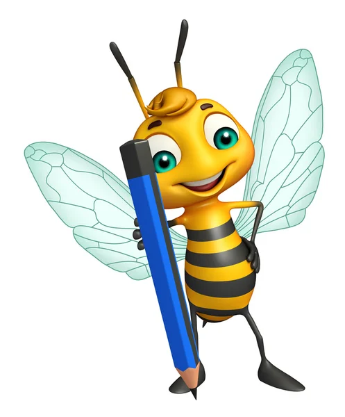 Leuke Bee stripfiguur met potlood — Stockfoto