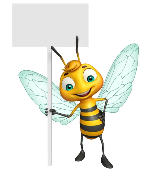 Aranyos méh rajzfilmfigura fehér tábla — Stock Fotó