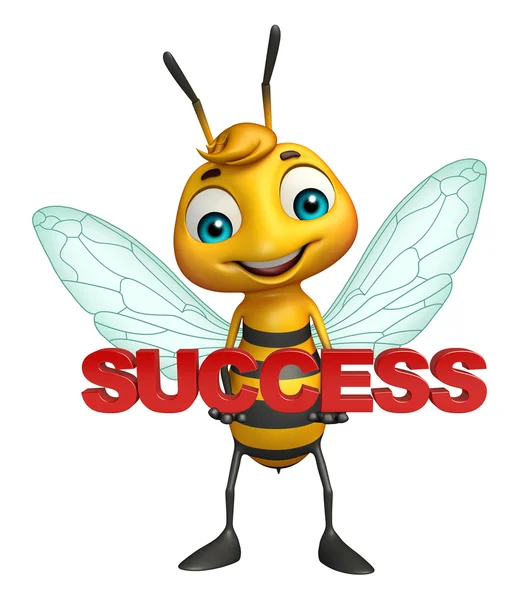 Kul Bee seriefiguren med framgång skylt — Stockfoto