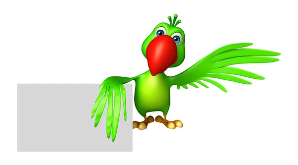 Vicces papagáj rajzfilmfigura ellátással — Stock Fotó