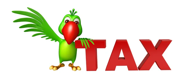 Postać z kreskówki papuga z podatku znak — Zdjęcie stockowe