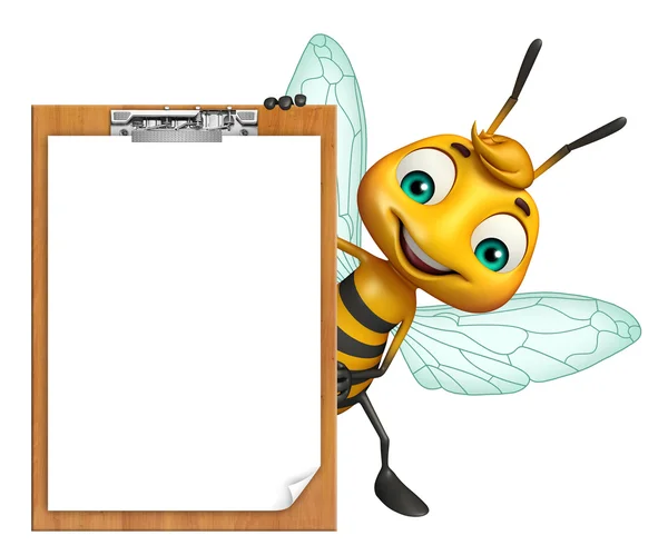 Personagem de desenho animado abelha com almofada de exame — Fotografia de Stock
