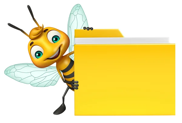Bee cartoon character with folder — Stock Photo, Image