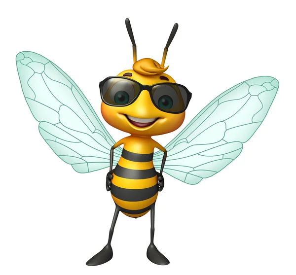 Lindo personaje de dibujos animados de abeja con gafas de sol — Foto de Stock