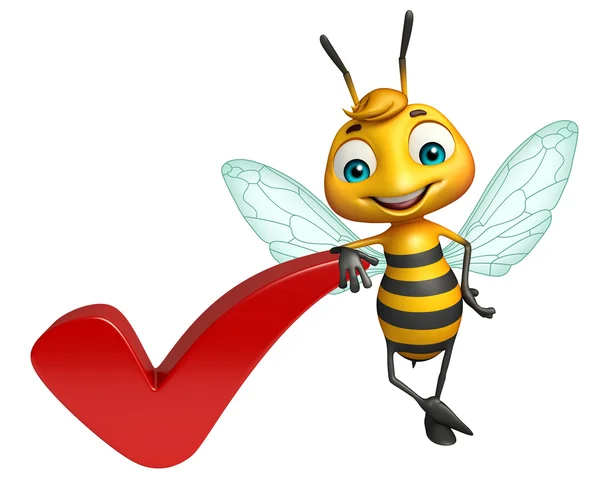 Personaje de dibujos animados de abeja con signo derecho —  Fotos de Stock