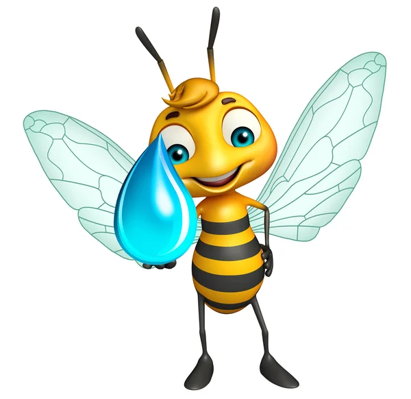 Biene Cartoon-Figur mit Wassertropfen — Stockfoto