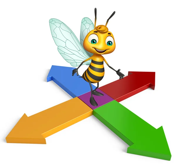 Niedliche Biene Cartoon-Figur mit Pfeil — Stockfoto
