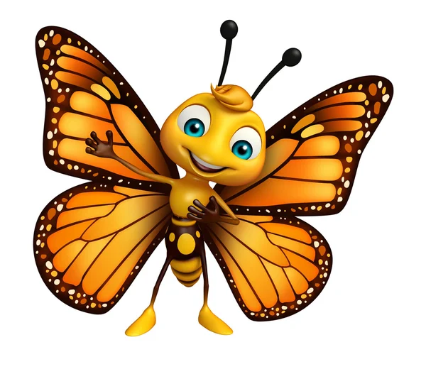 Kelebek çizgi film karakteri işaret — Stok fotoğraf
