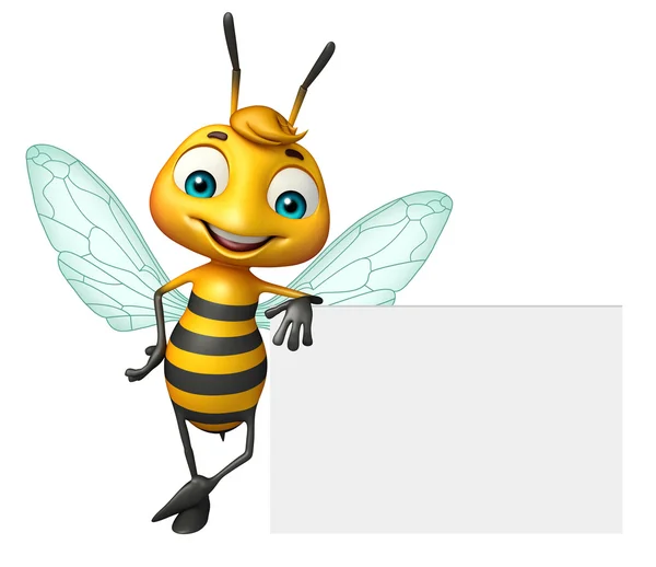 cute Bee cartoon character with white board