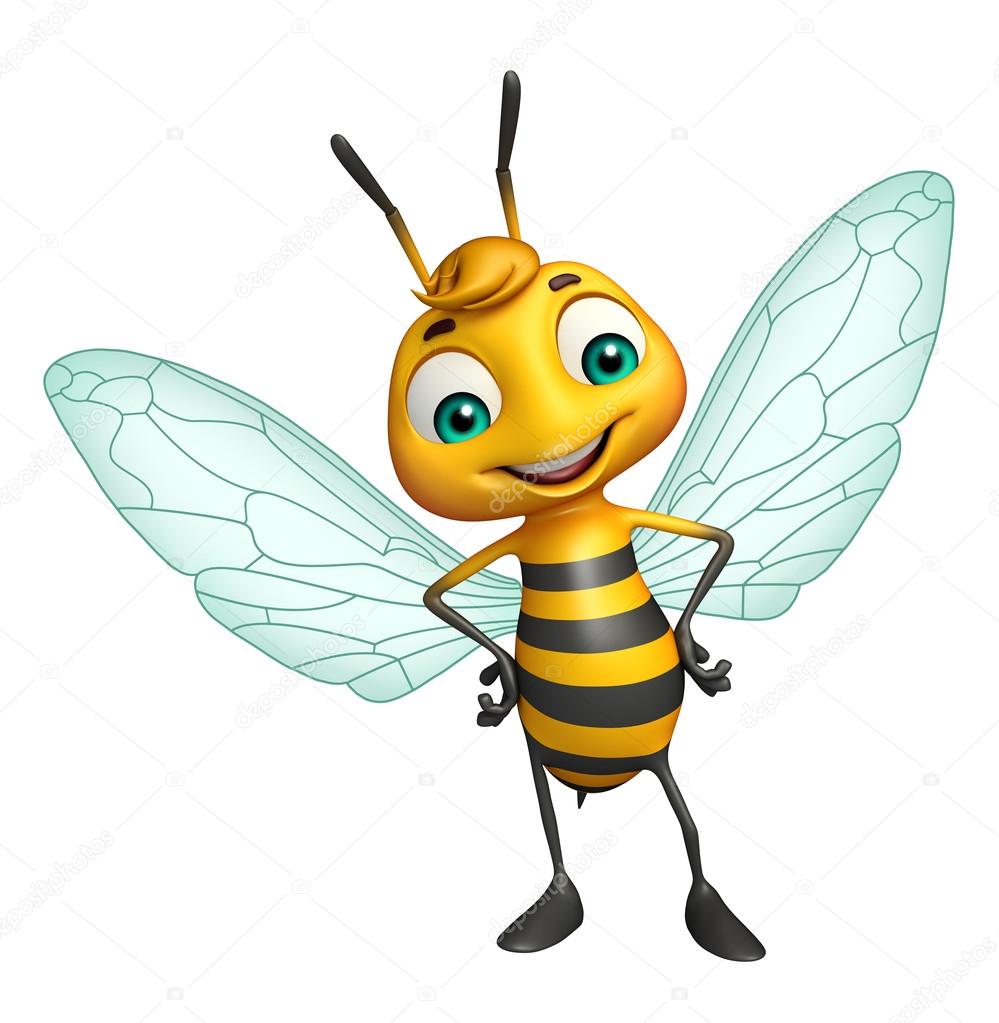 cute Bee funny cartoon character 