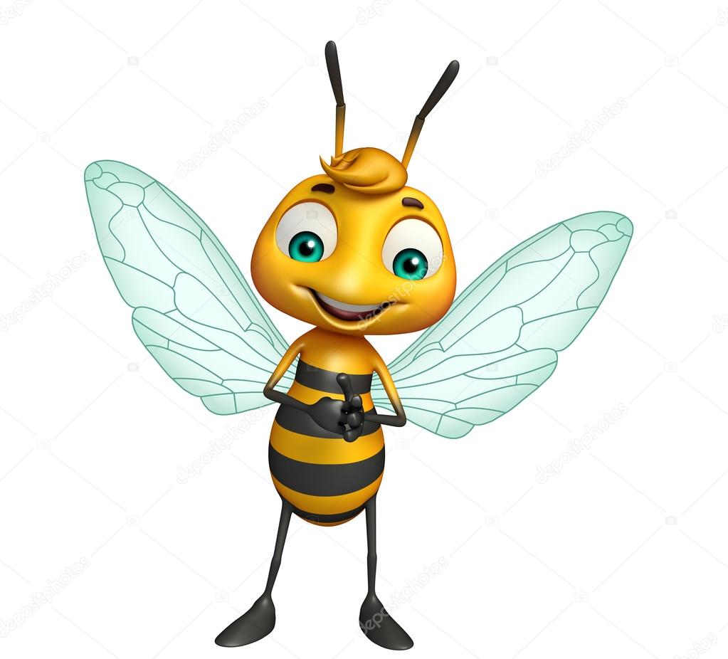 cute Bee funny cartoon character 