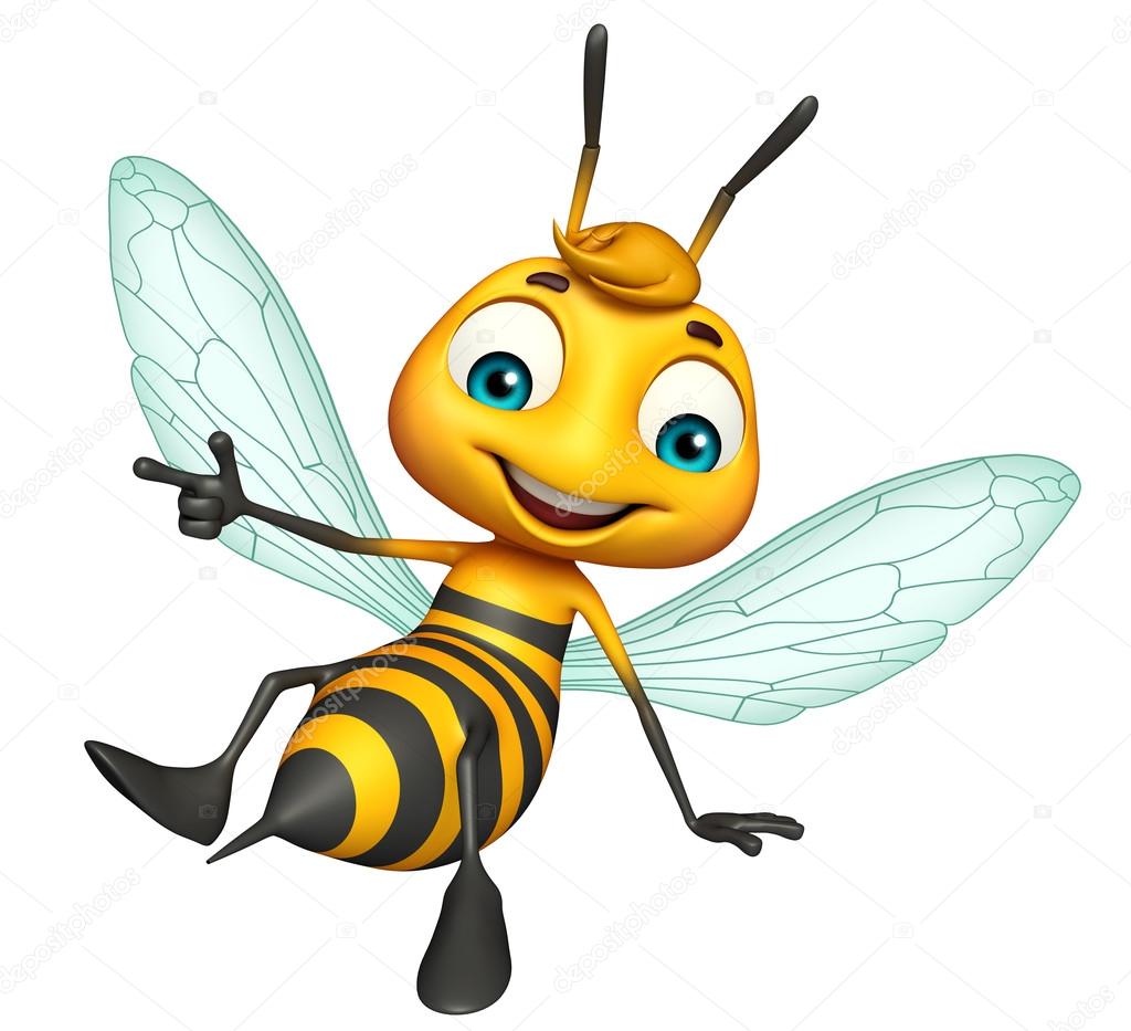 cute Bee funny cartoon character 