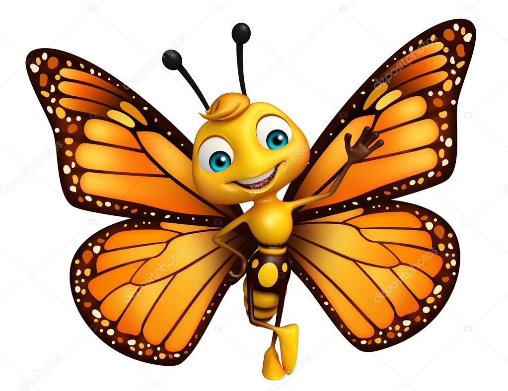 Divertido personaje de dibujos animados mariposa: fotografía de stock ©  visible3dscience #103208970 | Depositphotos