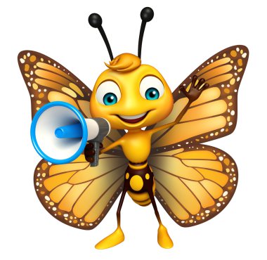 şirin kelebek çizgi film karakteri hoparlör ile   