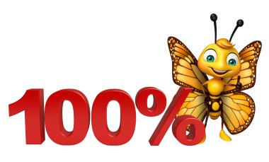 şirin kelebek çizgi film karakteri ile % 100 işareti  