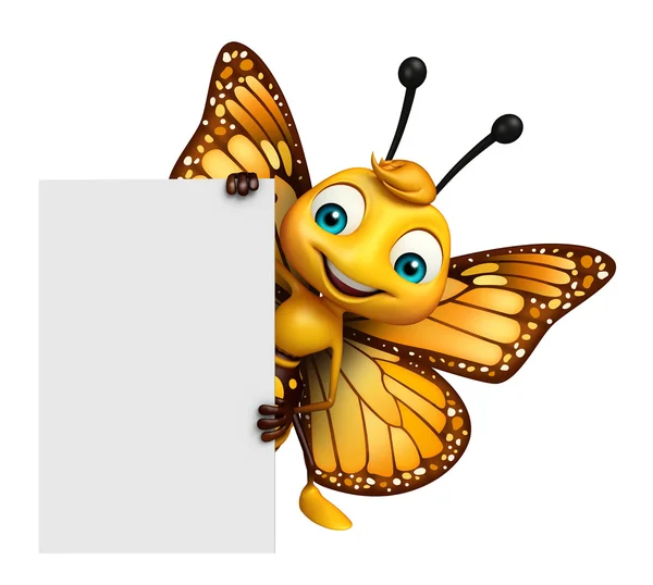 Cute Butterfly cartoon character with board — Stock Photo, Image