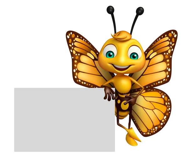 cute Butterfly cartoon character with board