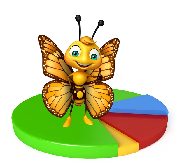 Personagem de desenho animado borboleta com sinal de círculo — Fotografia de Stock