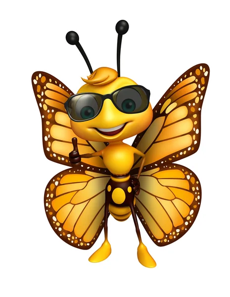 fun Butterfly cartoon character with sunglass