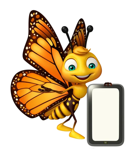 携帯電話で蝶の漫画のキャラクター — ストック写真