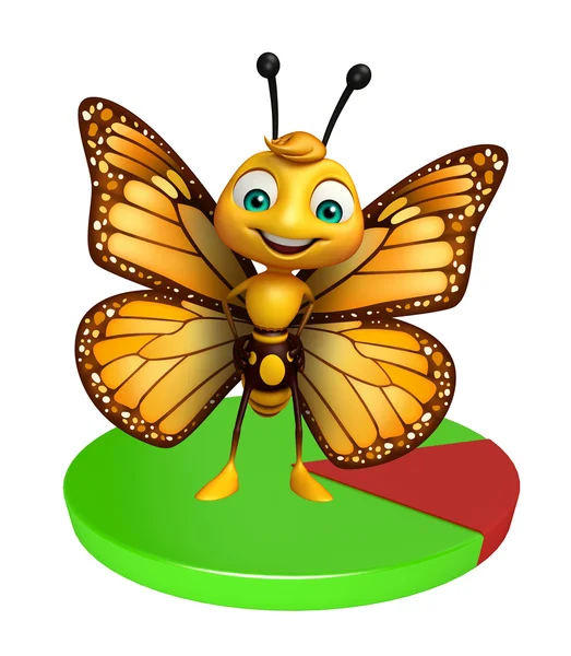 Персонаж мультфильма "Бабочка" с знаком круга — стоковое фото