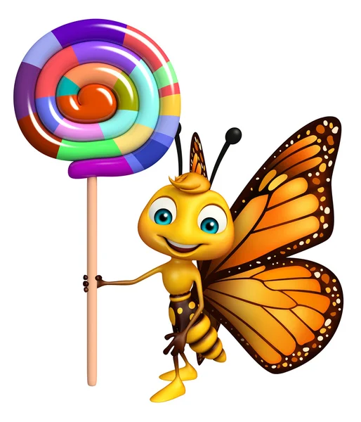 Mariposa personaje de dibujos animados con piruleta — Foto de Stock