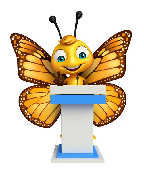 cute Butterfly cartoon character with speech stage
