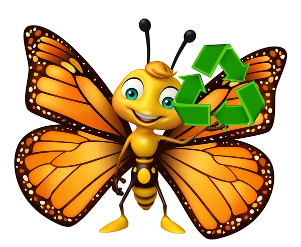 Personagem de desenho animado borboleta com reciclagem — Fotografia de Stock