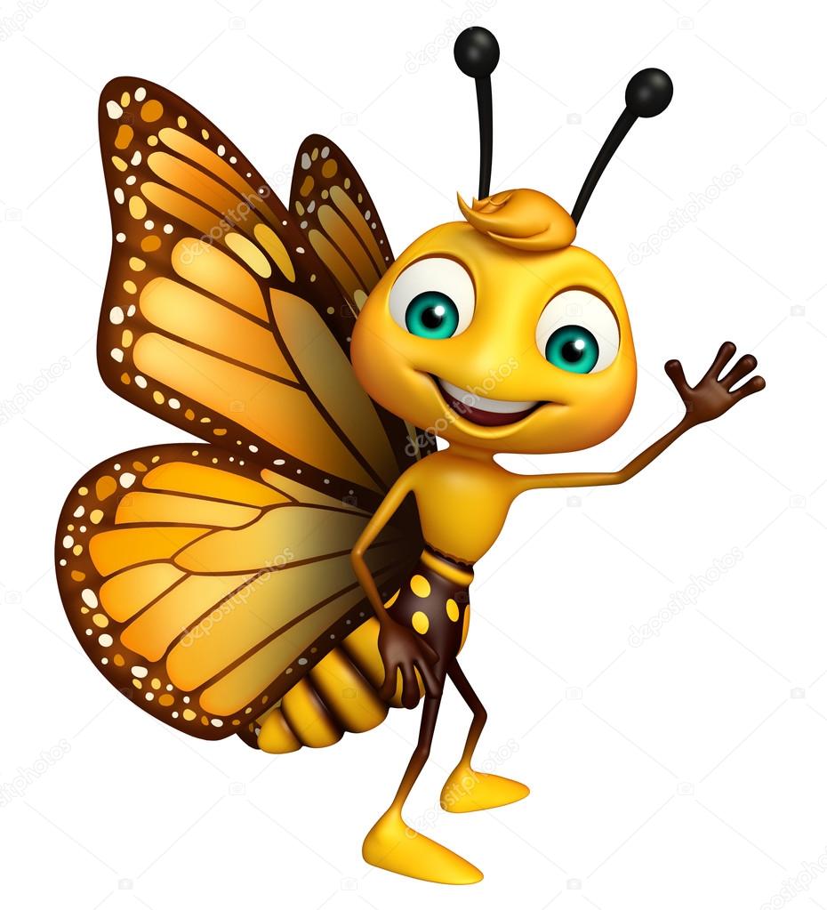 funny Butterfly cartoon character  