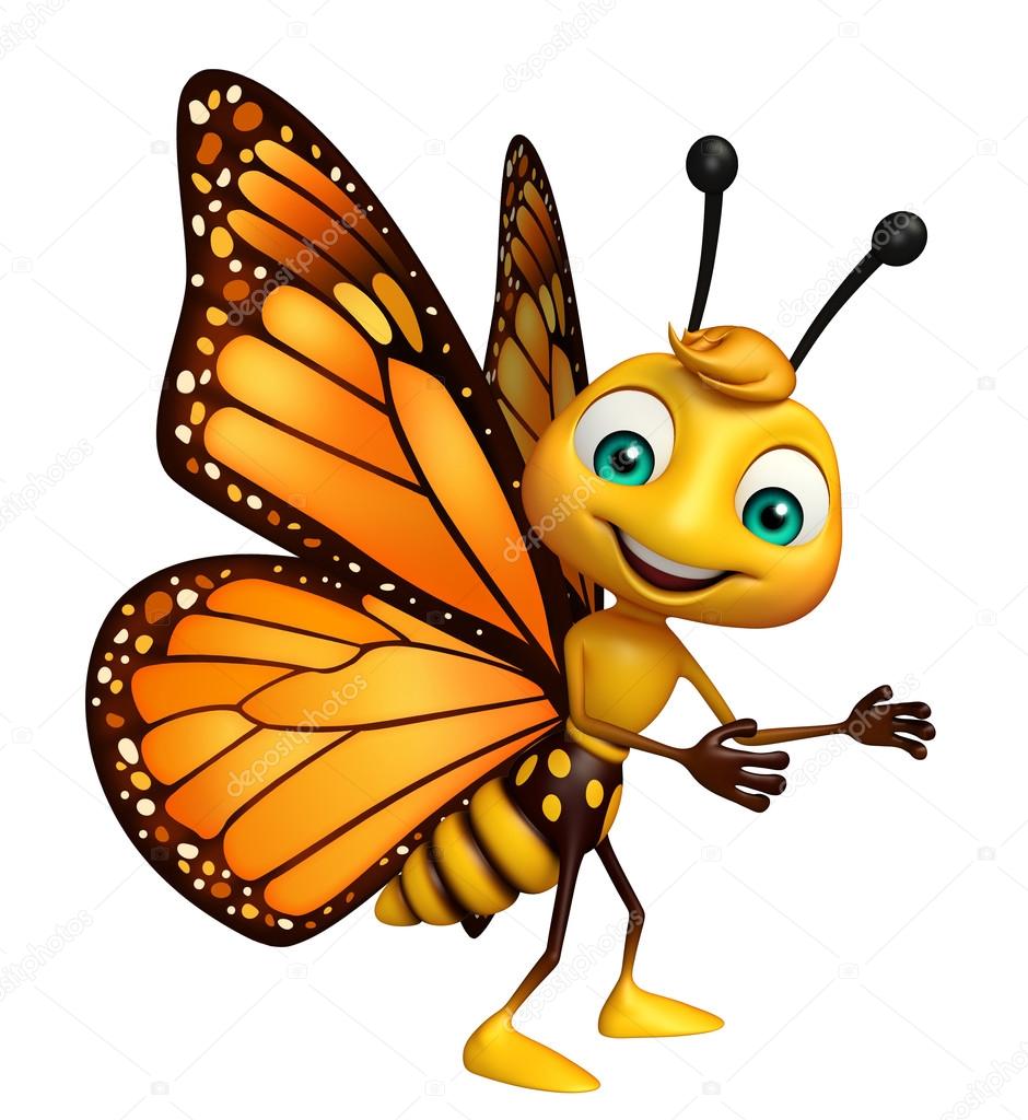 Pointing Butterfly cartoon character Stock Photo by ...
