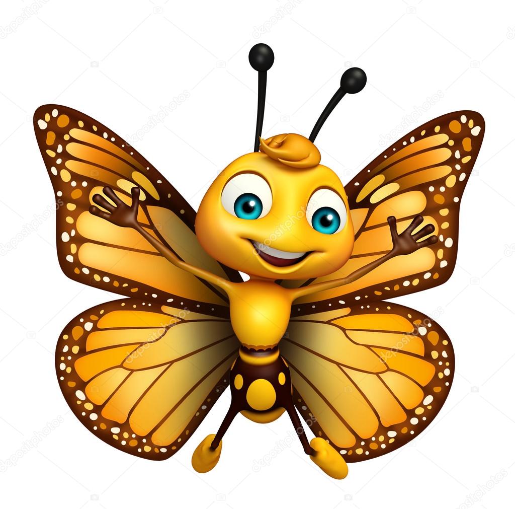 Flying Butterfly cartoon character Stock Photo by ...