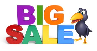 sevimli karga bigsale işareti karakter karikatür