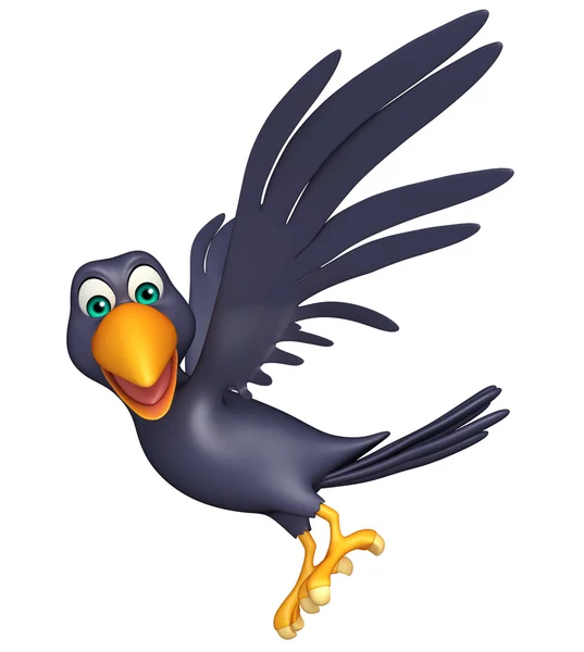 Vuelo Crow personaje de dibujos animados — Foto de Stock