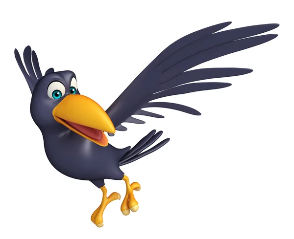 Vuelo Crow personaje de dibujos animados — Foto de Stock