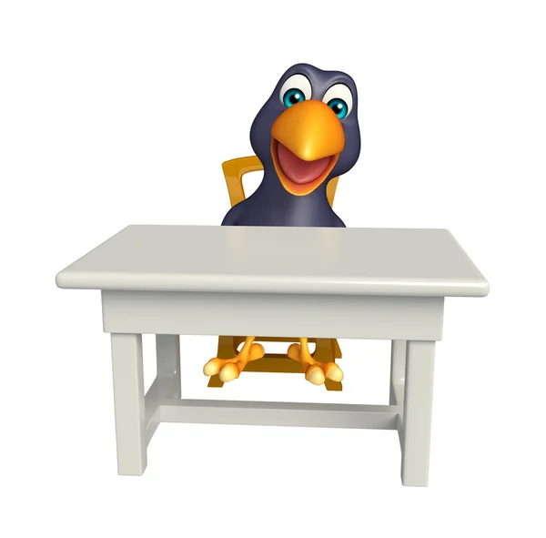 Kul Crow seriefiguren med bord och stol — Stockfoto