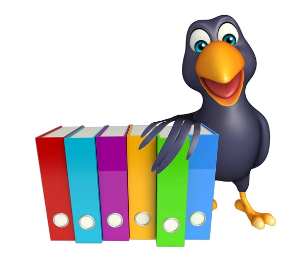 Crow cartoon character  with files — Stock Photo, Image