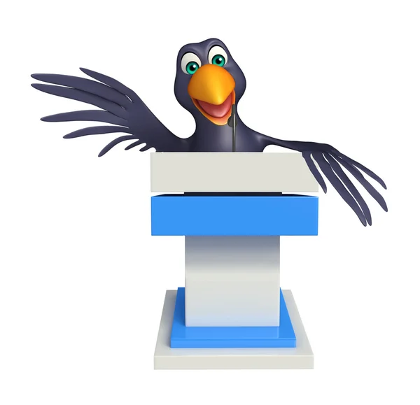Divertido Crow personaje de dibujos animados con silla de discurso — Foto de Stock