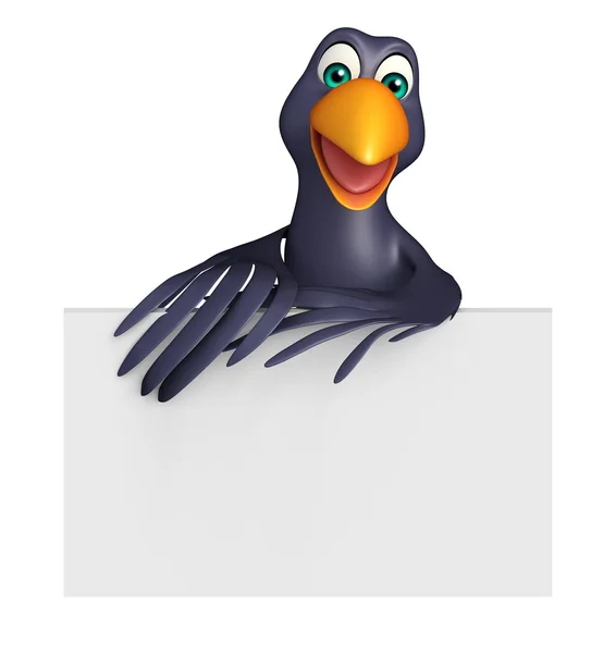Söta Crow cartoon karaktär med styrelsen — Stockfoto