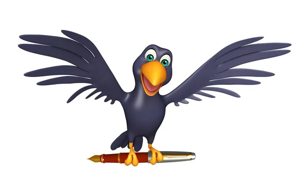 Kul Crow seriefiguren med penna — Stockfoto