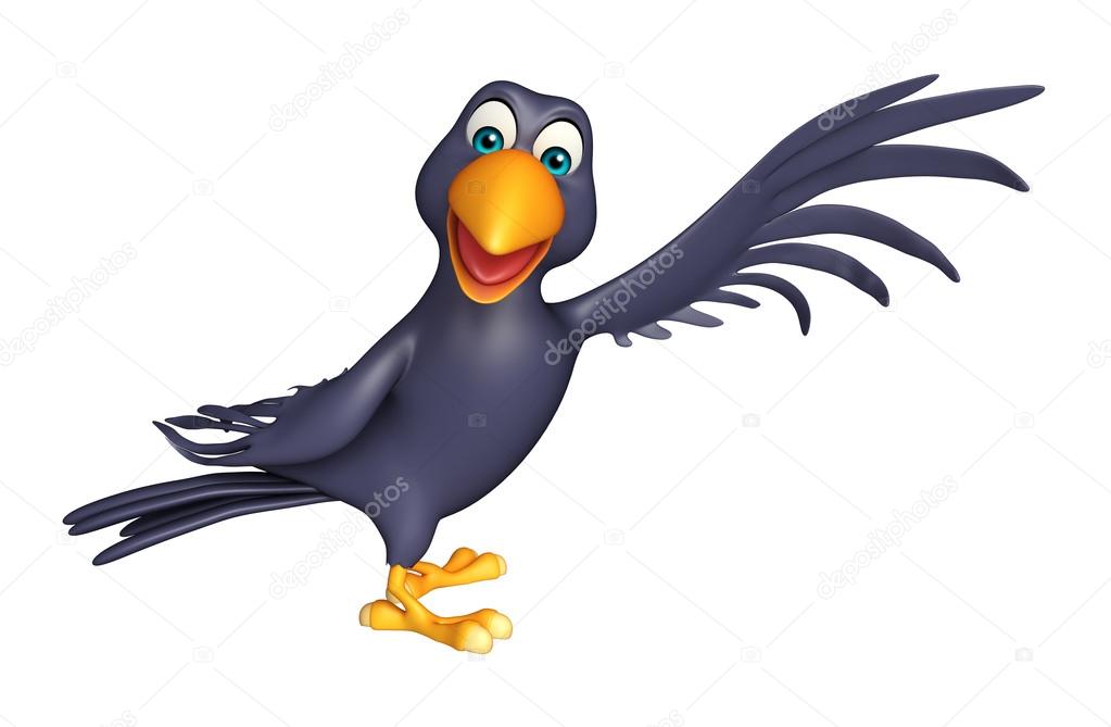 Pointing Crow Cartoon Character Stock Photo C Visible3dscience