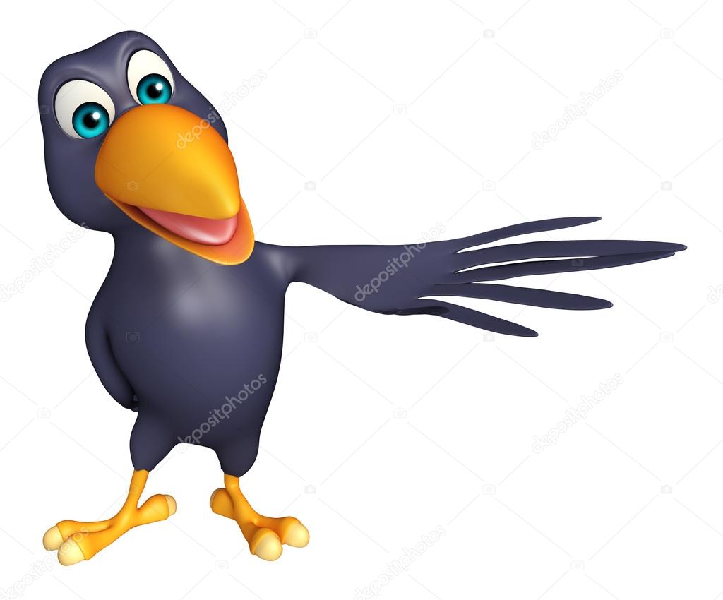 pointing  Crow cartoon character  