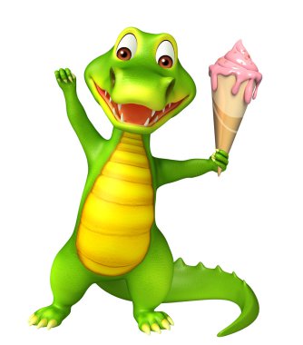 şirin timsah çizgi film karakteri dondurma ile