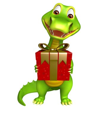 şirin timsah çizgi film karakteri ile hediye kutusu