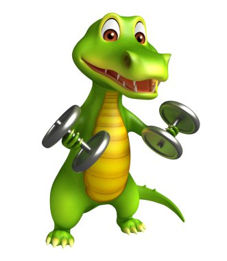 gim ekipman ile şirin timsah çizgi film karakteri