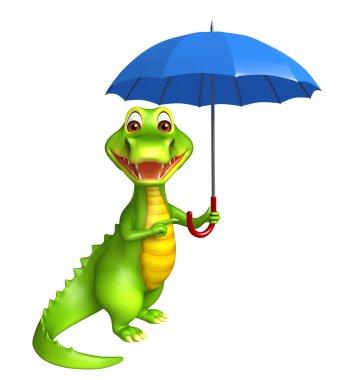 şemsiye ile şirin timsah çizgi film karakteri