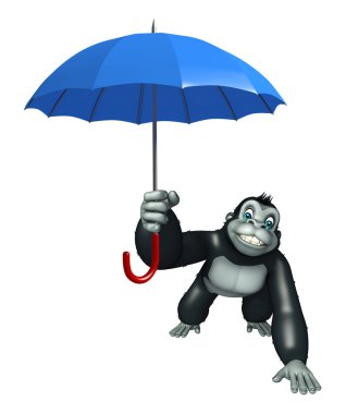 şemsiye ile şirin goril çizgi film karakteri