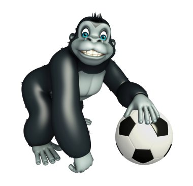 eğlenceli goril çizgi film karakteri ile futbol