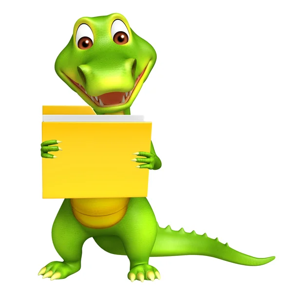 Schattig Aligator stripfiguur met map — Stockfoto