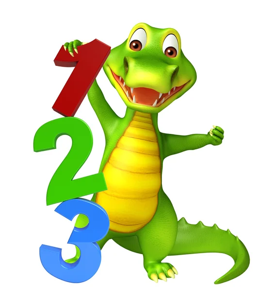 cute Aligator cartoon character  with 123 sign